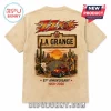 Tan vintage style tee with ZZ Top La Grange text, cactus, desert road, red hot rod, and jukebox graphic print!