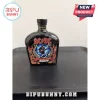 AC/DC 53rd anniversary Crown Royal whiskey bottle with Angus Young graphic, flame details, and black glass finish.!