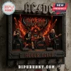 AC/DC wall display featuring a band performance backdrop with flames and devil horns in a heavy riveted metal frame.!