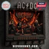 AC/DC wall display featuring a band performance against a fiery demon backdrop with Hells Bells text and metal hooks.!