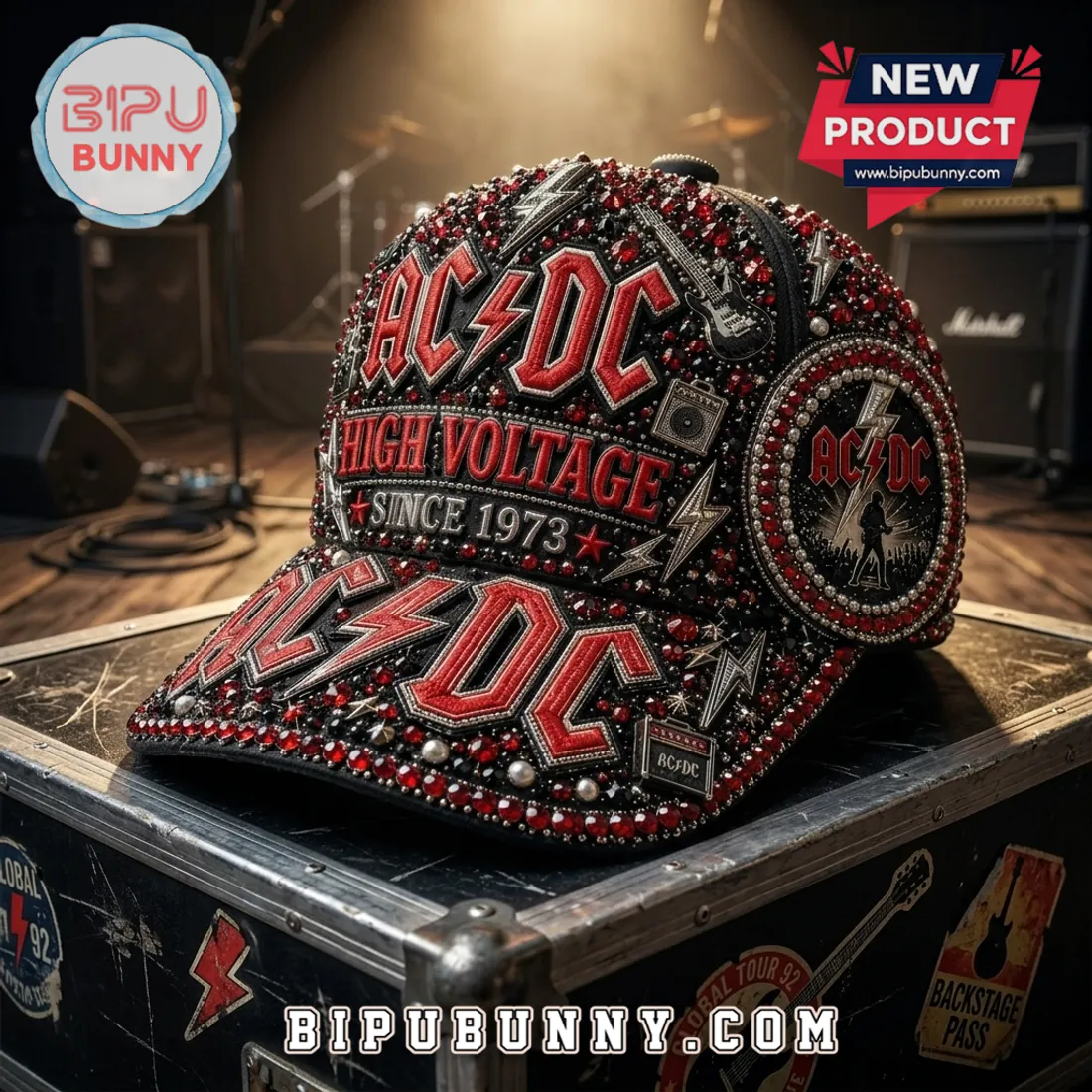 AC/DC High Voltage Rhinestone Premium Cap AC/DC High Voltage Rhinestone Premium Cap