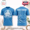Blue Alan Jackson Last Call concert t-shirt featuring front artist portrait and back list of tour dates and signatures.!