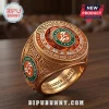 Alexander Zverev gold championship ring featuring a red center stone, white diamonds, and Roland Garros logos.!