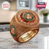 Alexander Zverev 2026 Roland Garros champion gold ring with orange center stone, green logo accents, and engraved text.!