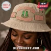 Tan distressed bucket hat featuring Alpha Kappa Alpha sorority embroidery, crest, 1908 text, and AKA lettering.!