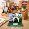 Andrés Galarraga Braves bobblehead standing on a green base with a Northside Hospital logo and a jaguar background print.!