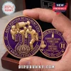 Anze Kopitar retirement coin with purple enamel and gold relief showing hockey player, Stanley Cup, and number 20.!