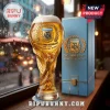 Argentina AFA 133rd anniversary beer glass shaped like a World Cup trophy with a blue presentation gift box.!