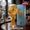 Argentina AFA 133rd anniversary trophy-shaped beer glass with gold logo and matching light blue presentation box.!