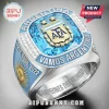 Argentina championship ring with blue gem, AFA logo, 1978, 1986, 2022 engravings, and sun emblem on silver band.!