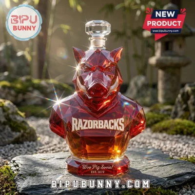 Arkansas Razorbacks Woo Pig Sooie Sculpted Crystal Whiskey Decanter