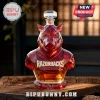 Faceted red glass decanter shaped like a Razorback hog with Razorbacks text and Woo Pig Sooie etched on the front.!