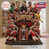 Arsenal FC team display with Premier League trophy, Champions of England text, and players in red home kits on wood base.!