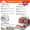 White Arsenal FC baseball cap with distressed red patches, gold Champions lettering, and adjustable metal strap back.!