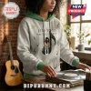 Grey hoodie with green trim featuring Asha Banks Something In Between graphic, musical notes, and a large music note icon.!