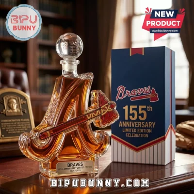 Atlanta Braves 155th Anniversary Glass Whiskey Decanter