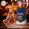 Atlanta Braves 155th anniversary decanter shaped like a letter A with a baseball stopper and matching display box.!