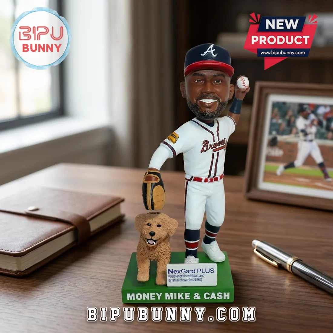 Atlanta Braves Michael Harris II Money Mike & Cash NexGard Plus Bobblehead Atlanta Braves Michael Harris II Money Mike & Cash NexGard Plus Bobblehead