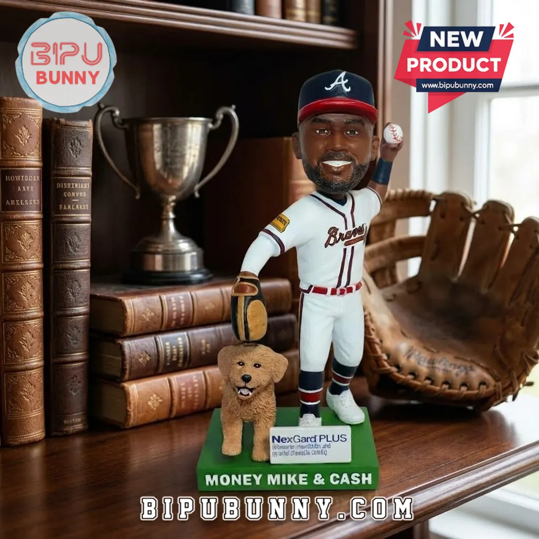 Atlanta Braves Michael Harris II Money Mike & Cash NexGard Plus Bobblehead Atlanta Braves Michael Harris II Money Mike & Cash NexGard Plus Bobblehead