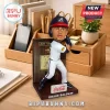 Drake Baldwin resin bobblehead figure wearing an Atlanta Braves uniform with a Coca-Cola logo on a wooden base.!