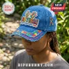 Distressed blue denim baseball cap featuring an Autism puzzle piece ribbon patch and Accept Understand Love text embroidery.!