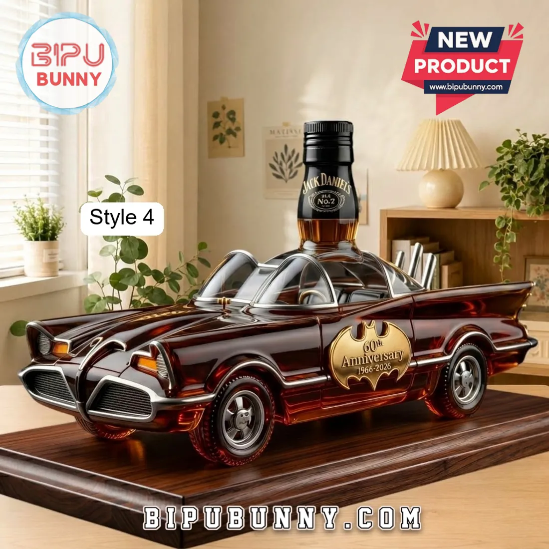 Batman 1966 Batmobile 60th Anniversary Glass Whiskey Decanter Batman 1966 Batmobile 60th Anniversary Glass Whiskey Decanter