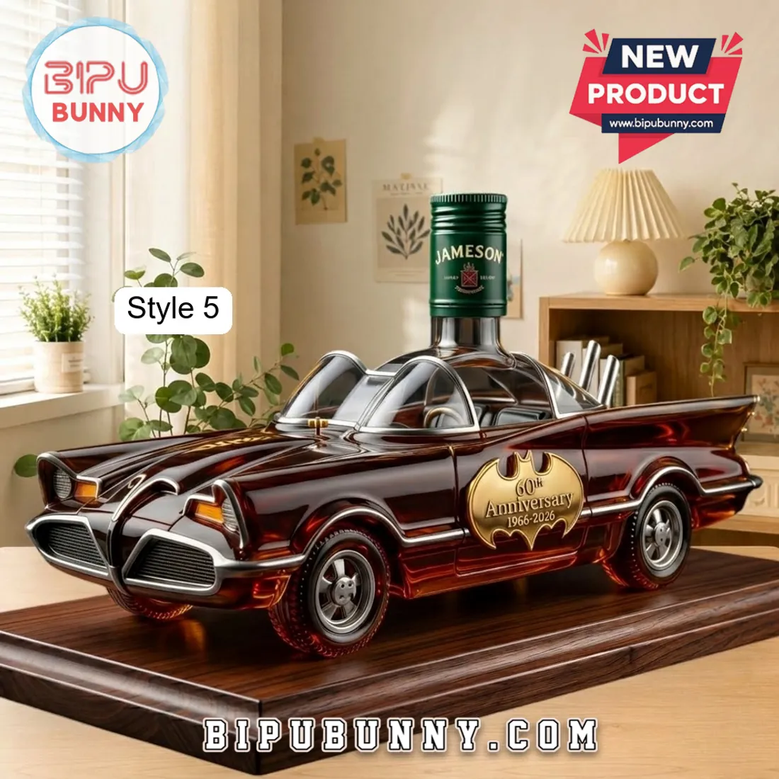 Batman 1966 Batmobile 60th Anniversary Glass Whiskey Decanter Batman 1966 Batmobile 60th Anniversary Glass Whiskey Decanter