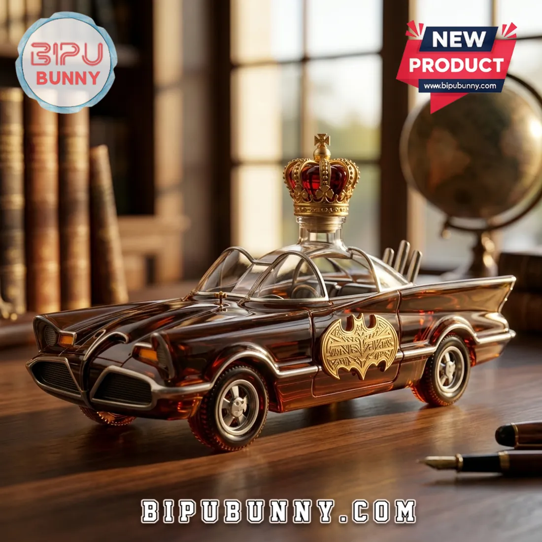 Batman 1966 Batmobile 60th Anniversary Glass Whiskey Decanter Batman 1966 Batmobile 60th Anniversary Glass Whiskey Decanter