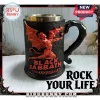 Black Sabbath 57th anniversary 3D relief beer mug with red devil emblem, stainless steel interior, and black handle.!