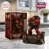Blood Angels Space Marine 40th anniversary vinyl figure in red armor with its branded display box on a marble table.!