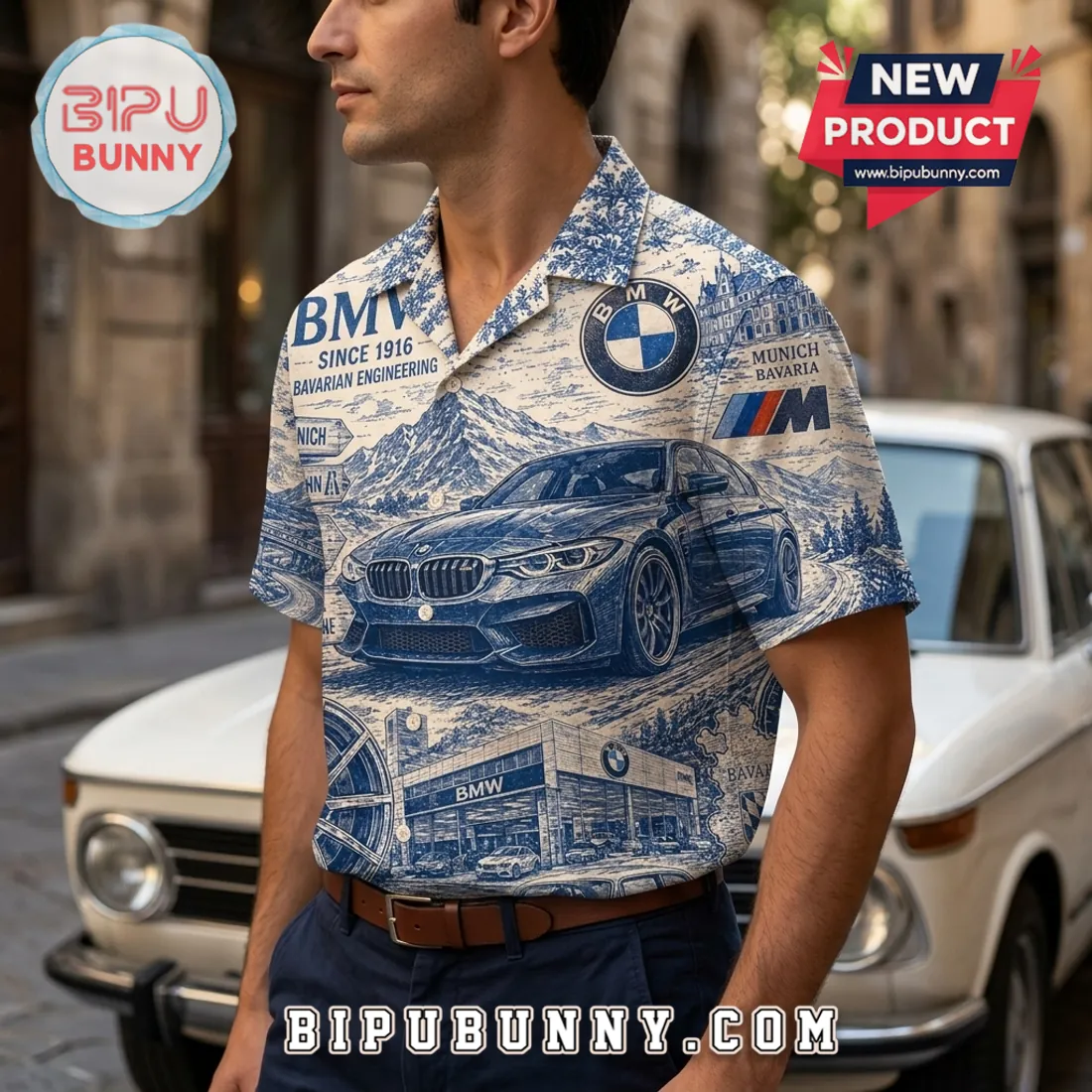 BMW Munich Toile De Jouy Hawaiian Shirt BMW Munich Toile De Jouy Hawaiian Shirt