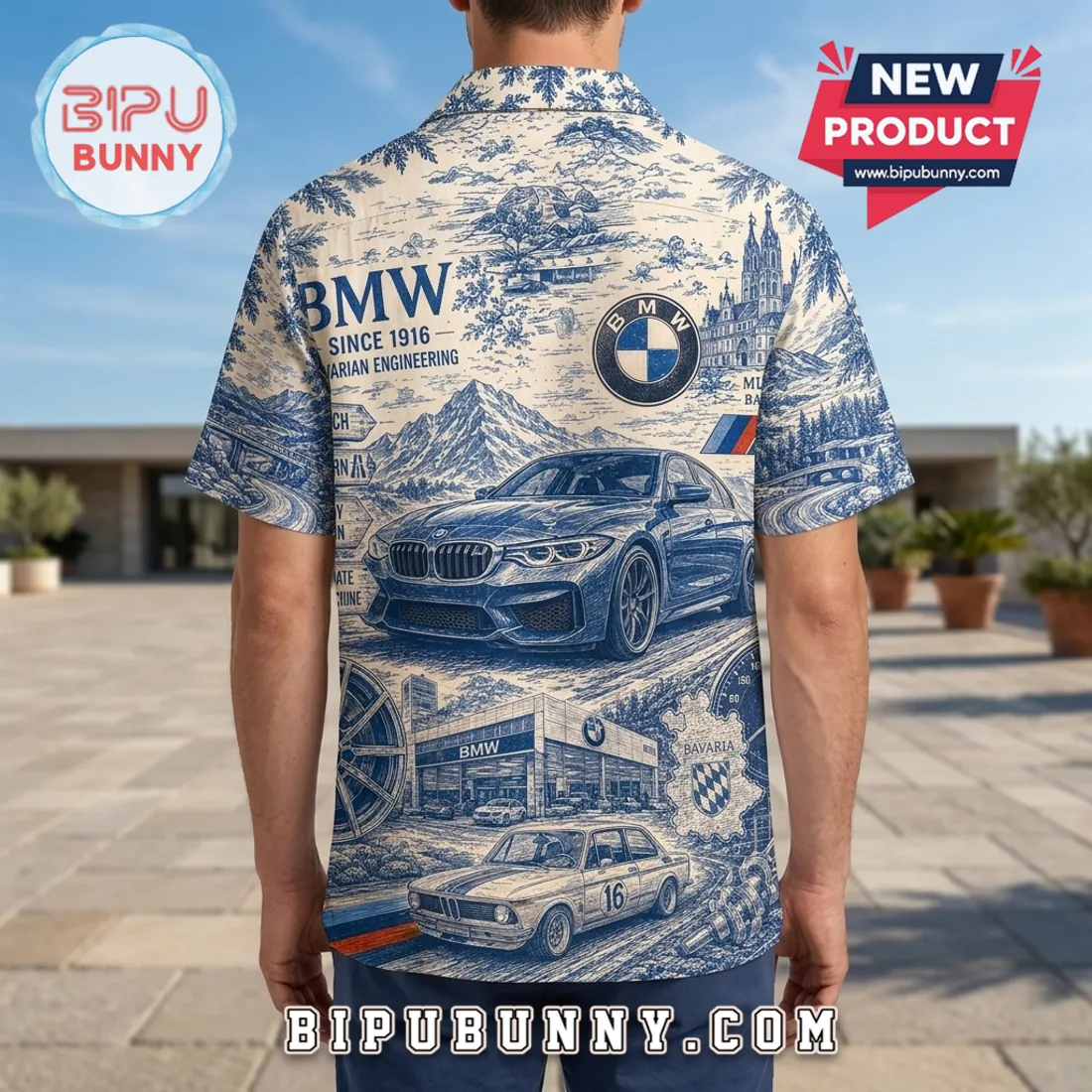 BMW Munich Toile De Jouy Hawaiian Shirt BMW Munich Toile De Jouy Hawaiian Shirt