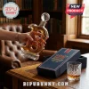 B-shaped glass whiskey bottle featuring a baseball stopper, labeled Red Sox 125th Anniversary Edition on a blue box.!