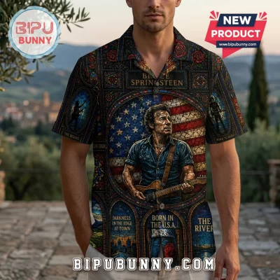 Bruce Springsteen Born In The USA Born To Run Stained Glass Hawaiian Shirt