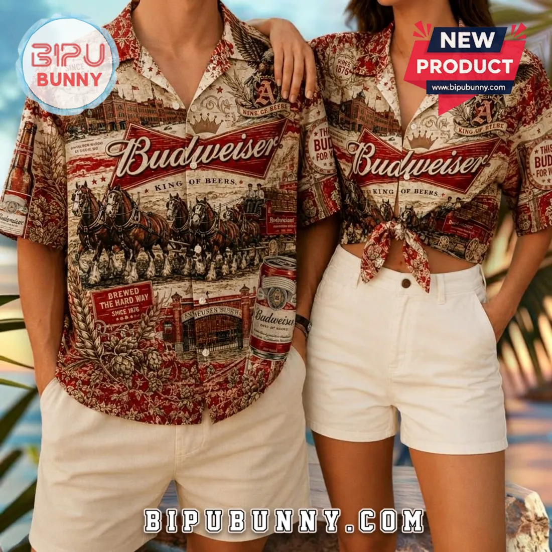 Budweiser Anheuser-Busch Heritage Hawaiian Shirt Budweiser Anheuser-Busch Heritage Hawaiian Shirt