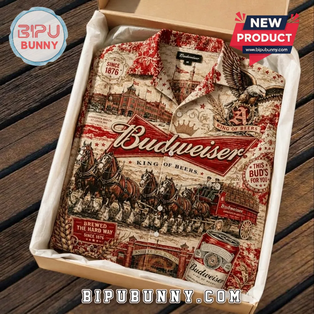 Budweiser Anheuser-Busch Heritage Hawaiian Shirt Budweiser Anheuser-Busch Heritage Hawaiian Shirt