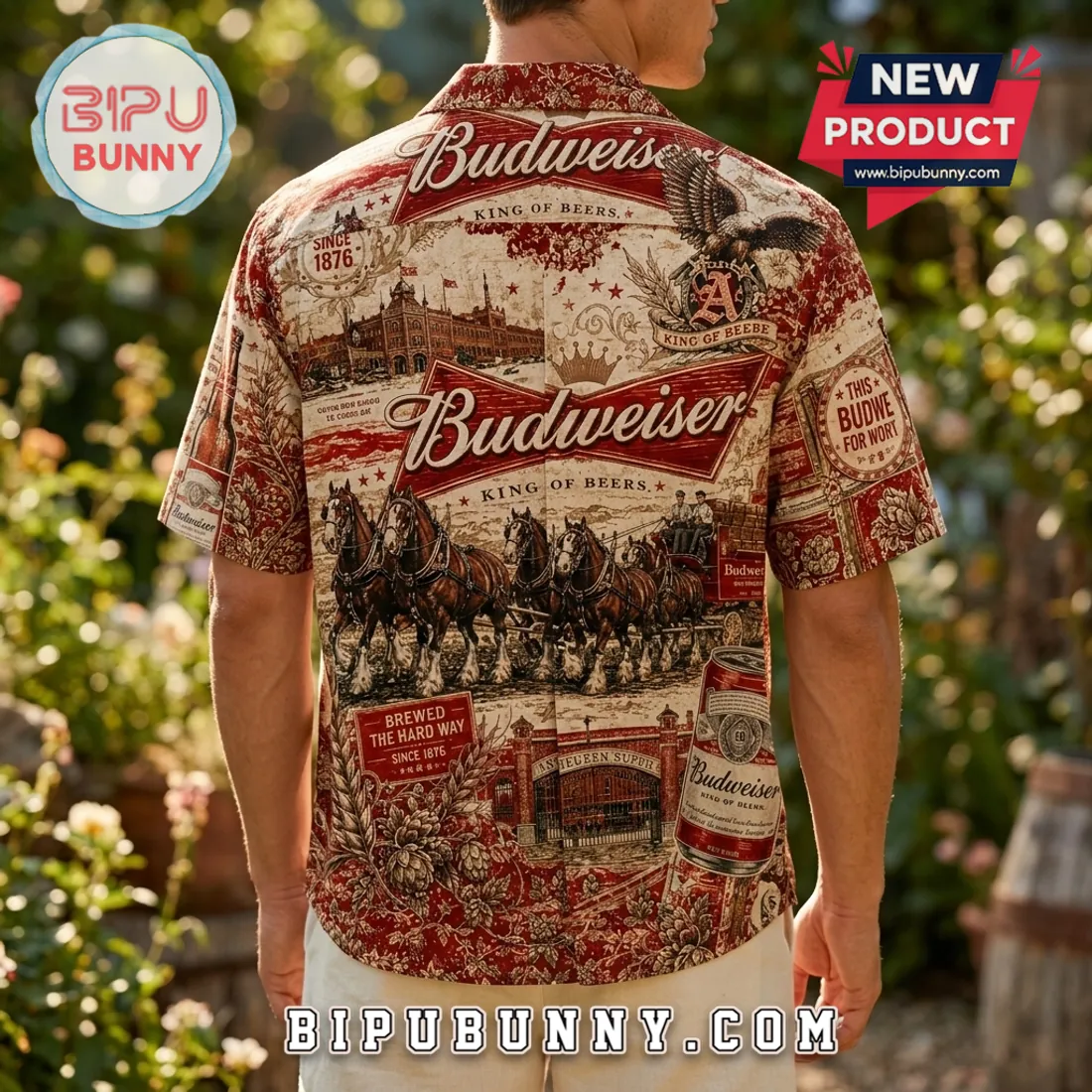 Budweiser Anheuser-Busch Heritage Hawaiian Shirt Budweiser Anheuser-Busch Heritage Hawaiian Shirt