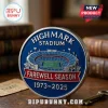 Highmark Stadium commemorative metal coin with blue enamel, displaying stadium illustration, 1973-2025 dates, and text.!