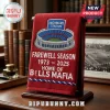 Red embroidered towel featuring Highmark Stadium graphic, Farewell Season 1973-2025 text, and Bills Mafia branding.!