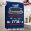 Blue embroidered towel featuring Highmark Stadium, Farewell Season 1973-2025, and Home of Bills Mafia text.!