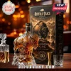 Buffalo Trace Kentucky straight bourbon whiskey in a molded bison-shaped glass decanter next to a Yellowstone 150 box.!