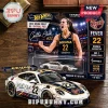 Hot Wheels Porsche 911 GT3 RS Caitlin Clark Indiana Fever diecast car with matching collector packaging on wood table.!