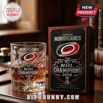 Carolina Hurricanes 2026 NHL Champions Engraved Crystal Whiskey Glass
