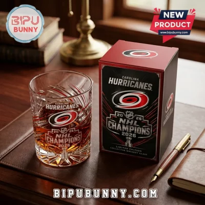Carolina Hurricanes 2026 NHL Champions Engraved Crystal Whiskey Glass