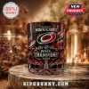 Carolina Hurricanes 2026 NHL Champions crystal whiskey glass with team logo and Stanley Cup engraving on marble base.!