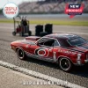 Carolina Hurricanes themed red muscle car model with Stanley Cup graphics, number 26, on an asphalt racetrack surface.!