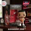 Stacey King vinyl figure in Chicago Bulls uniform holding a basketball with three gold trophies on a black display base.!