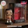 Stacey King vinyl figure in Chicago Bulls uniform holding a basketball with gold championship rings on a black base.!
