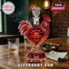 Crystal rooster-shaped whiskey decanter labeled Chick-fil-A 80th anniversary 1946-2026 on a rustic wooden table.!