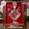 Crystal rooster decanter in a wooden box with red velvet lining, featuring Chick-fil-A 80th Anniversary 1946-2026 text.!